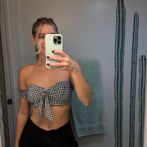 Black and White Checkered Crop Top